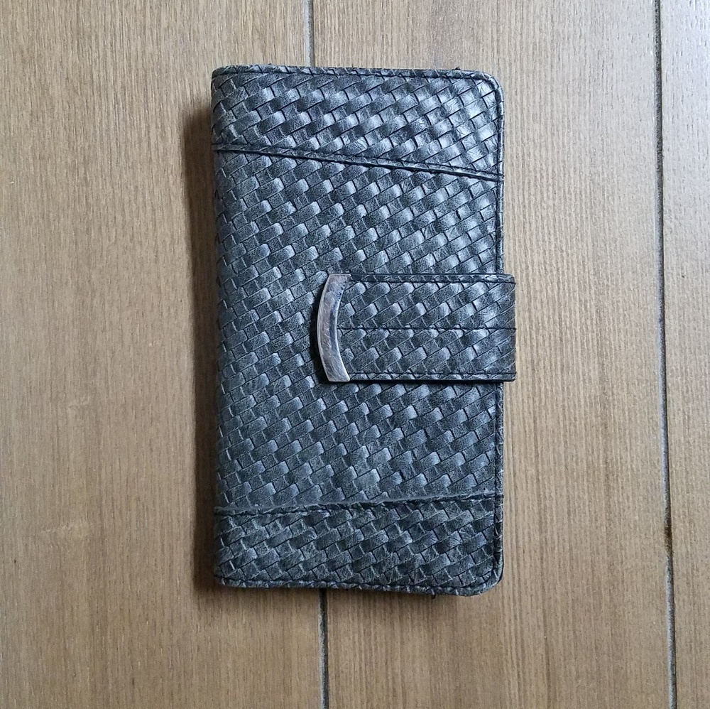 Braided leather clutch